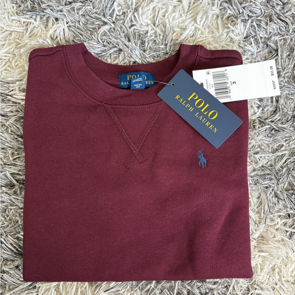 NWT Polo by Ralph Lauren 3T toddler Red/Maroon Crewneck Sweatshirt